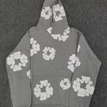 Denim Tears Men's Grey and White Hoodie