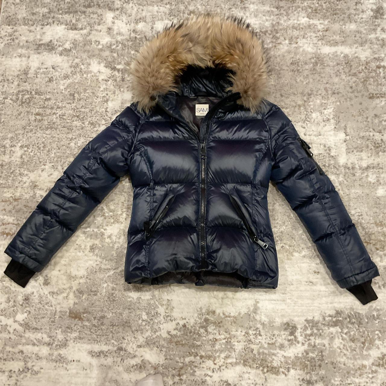 P0 SAM Women's Navy and Blue Jacket - Image 1