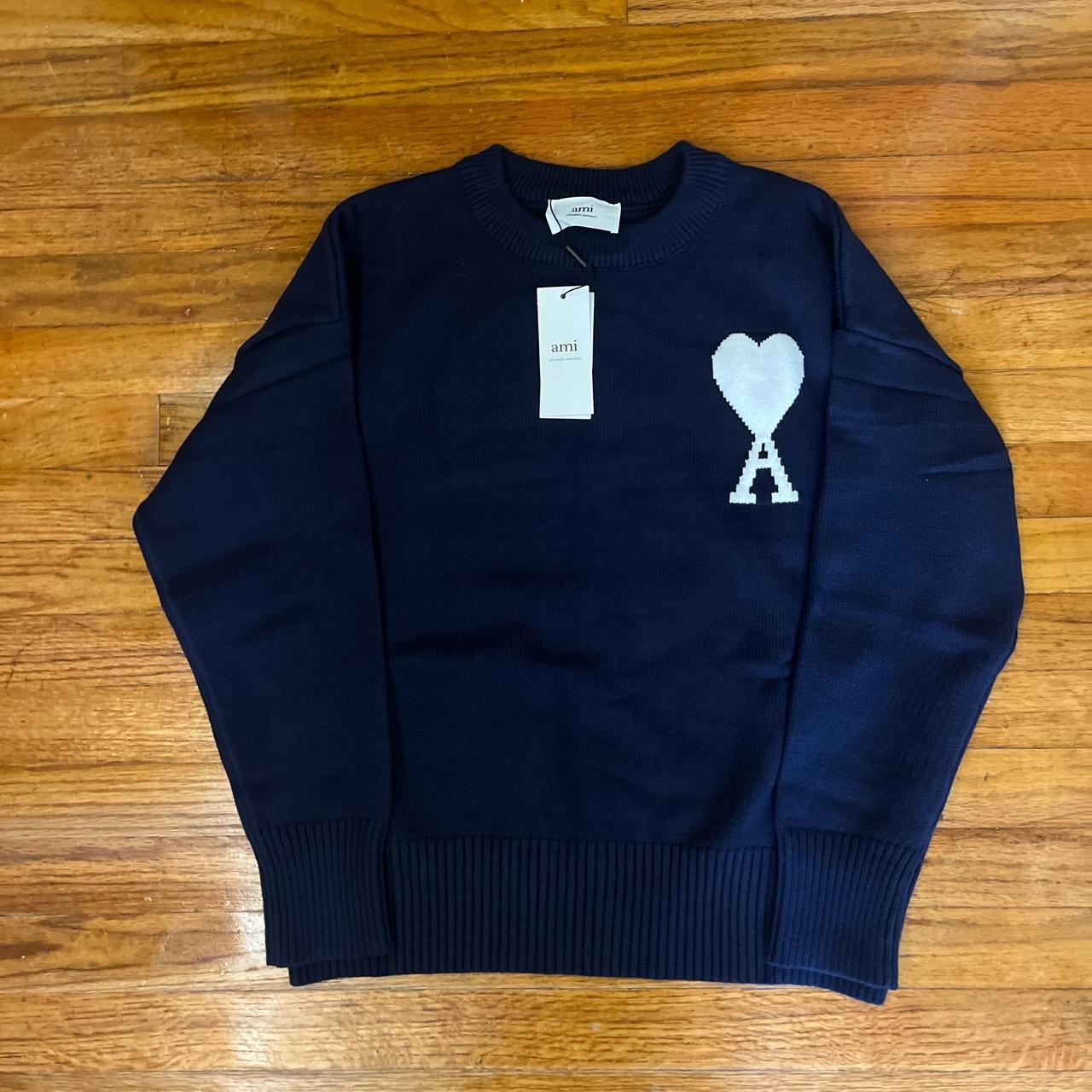 P0 AMI Paris Men's Navy Sweatshirt - Image 1