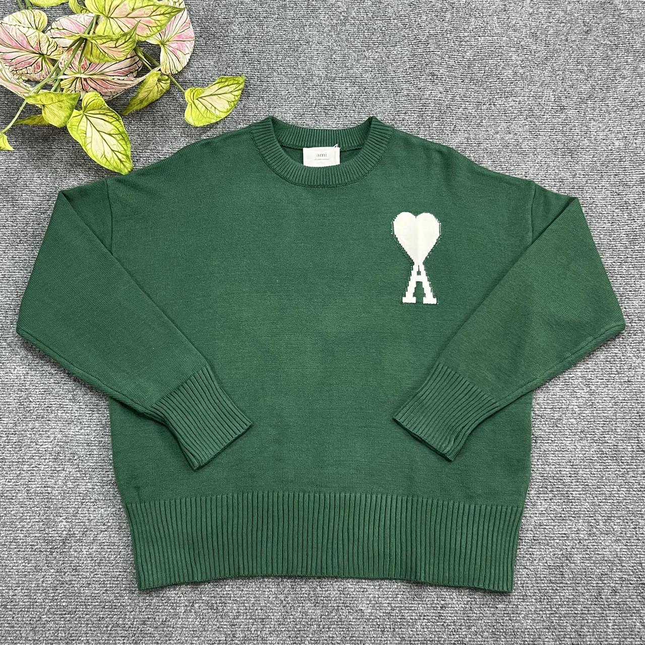 P0 AMI Paris Men's Green Jumper - Image 1