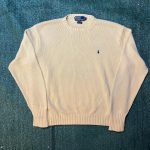 Polo Ralph Lauren Men's Cream and Yellow Jumper