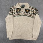Polo Ralph Lauren Men's Cream and Tan Jumper