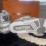 Louis Vuitton Men's White and Grey Trainers - Image 2