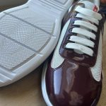 Prada Men's Burgundy and Red Trainers - Image 8