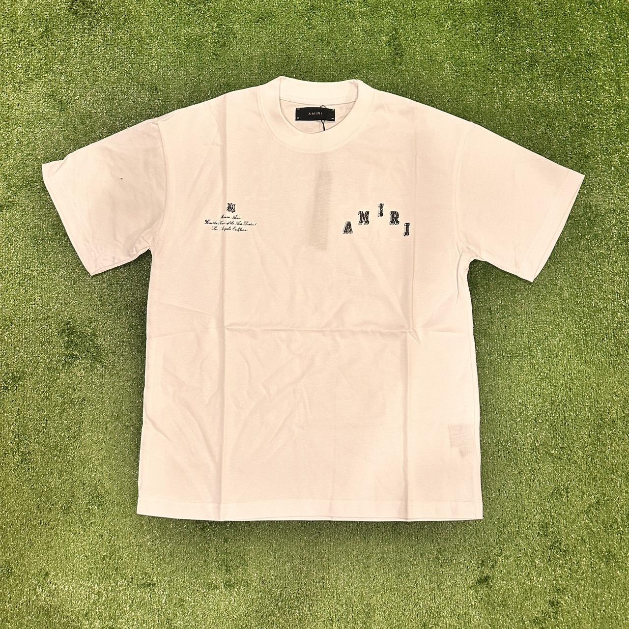 P0 Amiri Men's White and Cream T-shirt - Image 1