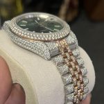 Men's Silver and Green Watch - Image 2