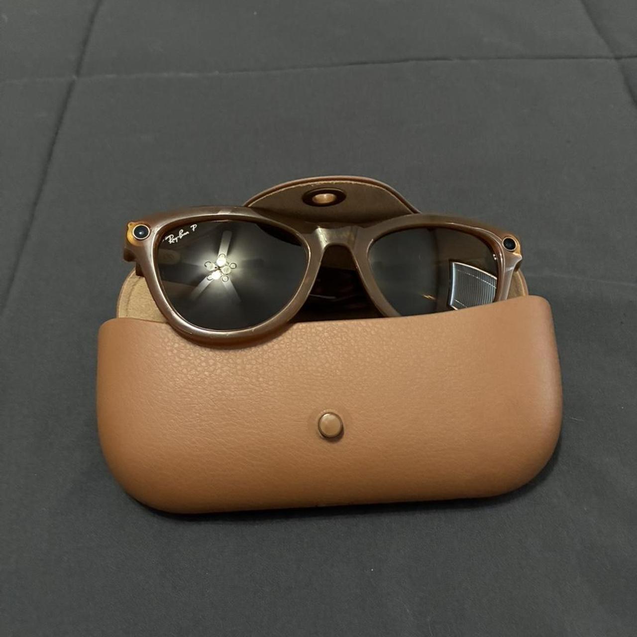 P0 (2) Ray-Ban Men's Tan and Brown Sunglasses - Image 1