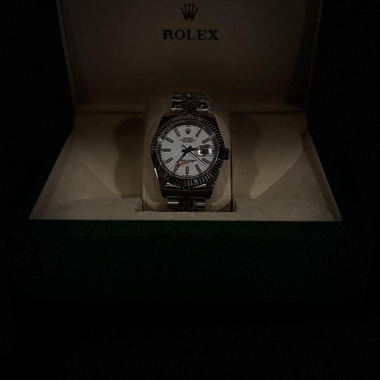 P0 Men's Silver and Black Watch - Image 1