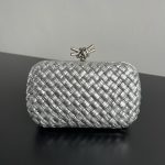 Bottega Veneta Knot Intrecciato Metallic Leather Clutch