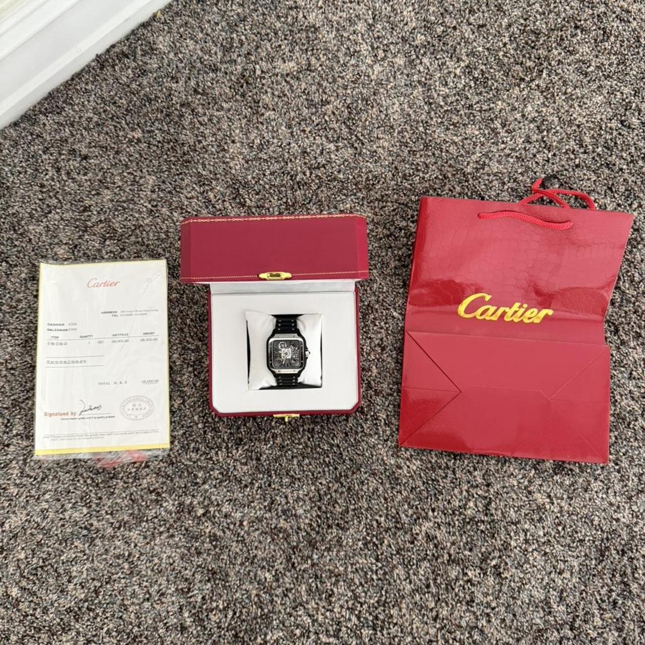 P0 (1) Cartier Men's Silver and Black Watch - Image 1