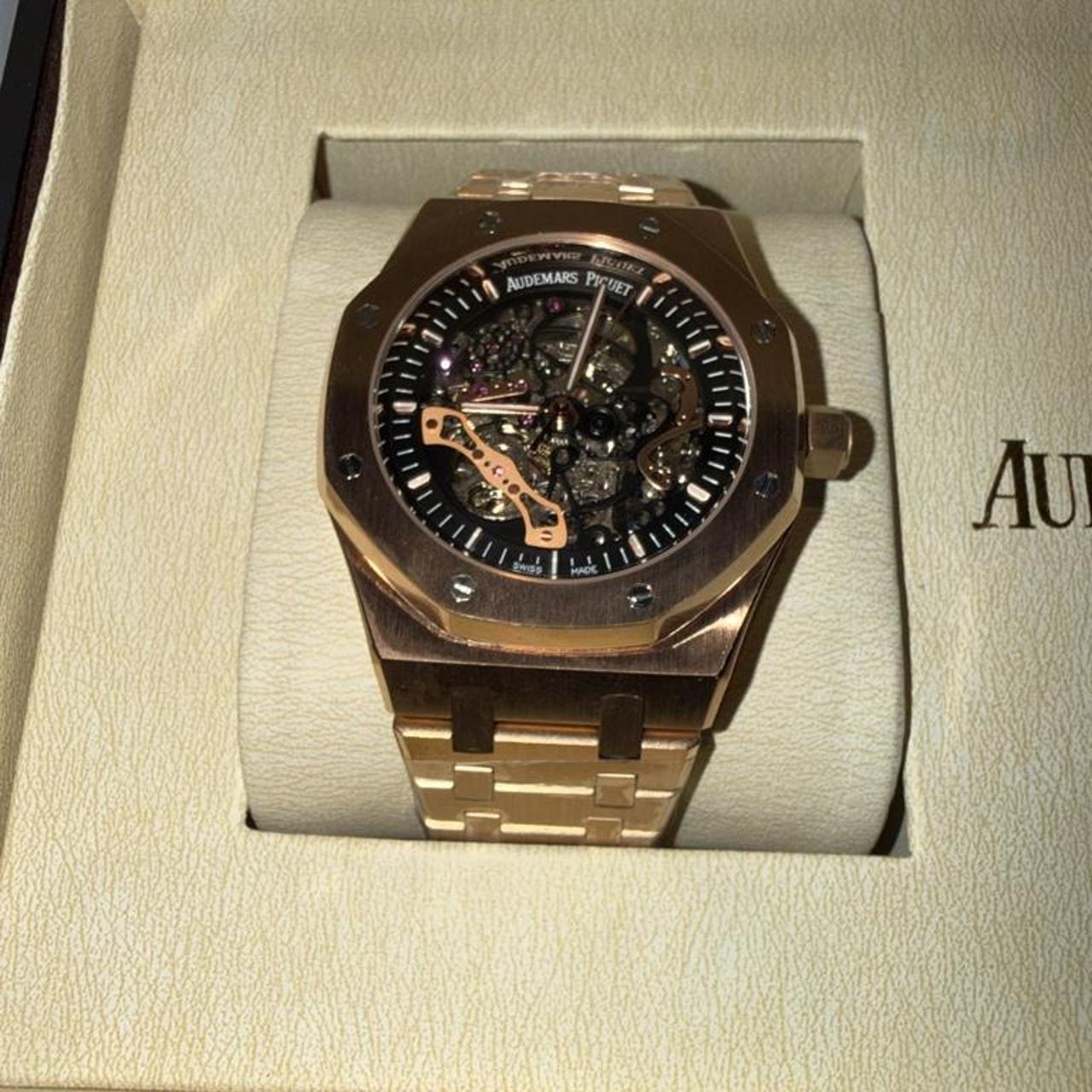 P0 Audemars Piguet Men's Gold and Brown Watch - Image 1