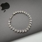 Silver diamond embedded heart bracelet