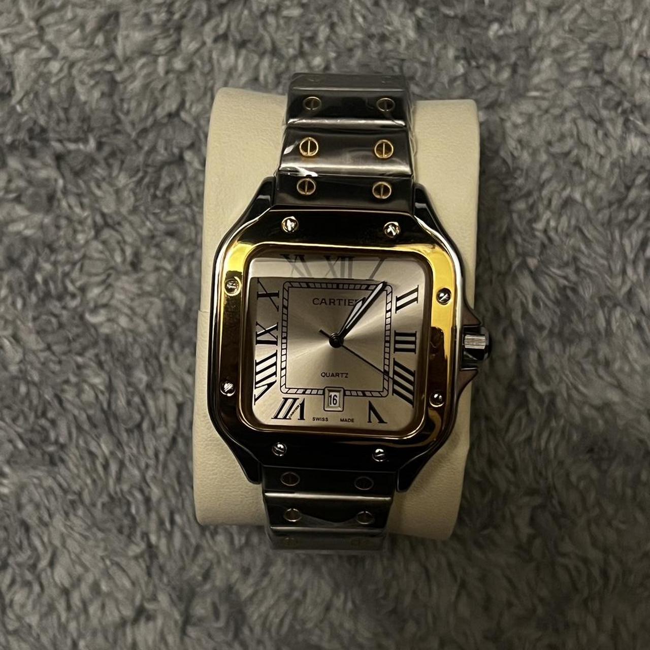 P0 Cartier Men's Silver and Gold Watch - Image 1