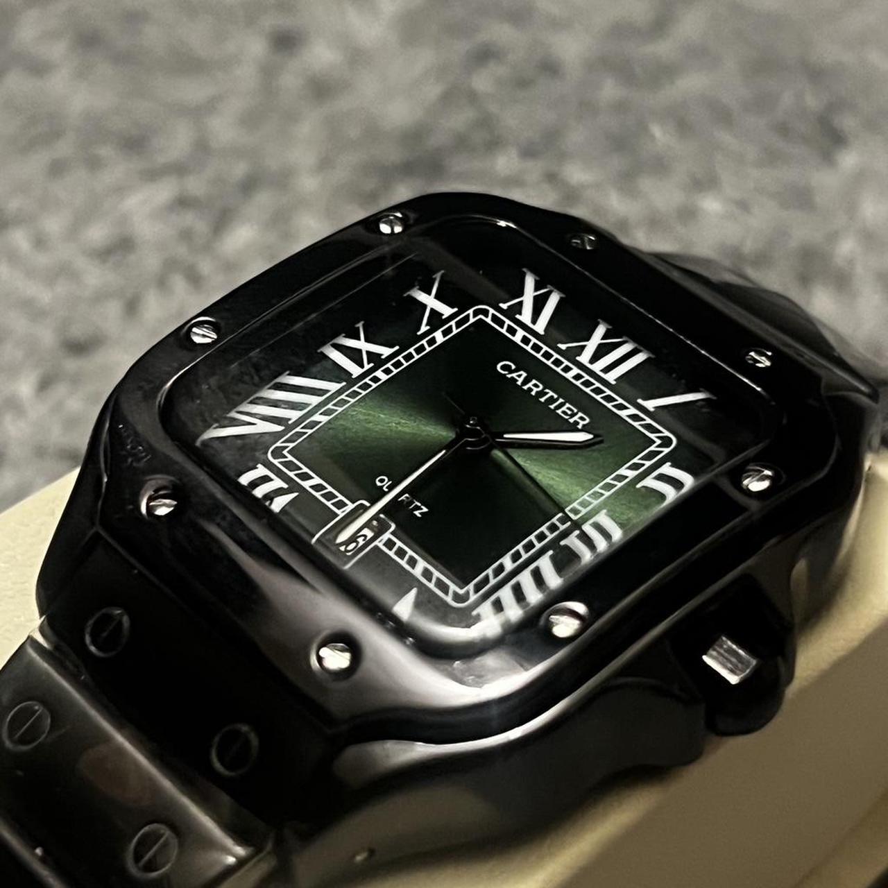 P0 Cartier Men's Black and Green Watch - Image 1