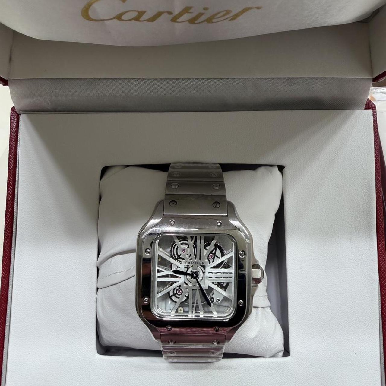P0 Cartier Men's Silver and Pink Watch - Image 1