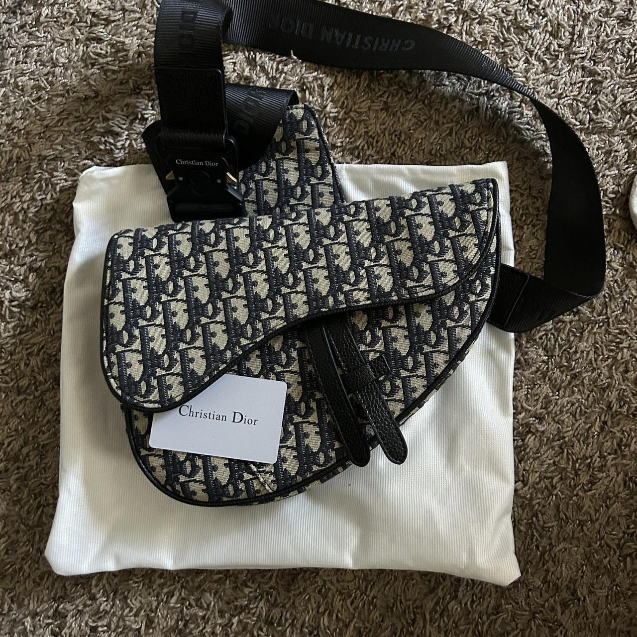 P0 Christian Dior black & gray monogram saddle bag - Image 1